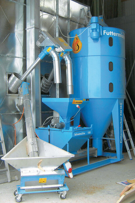 HIMEL Mahl-Mischanlage, Futtermischer FMK 180 1800kg, ca. 3170l, 5,5 kW Antrieb mit SC - Mühle 