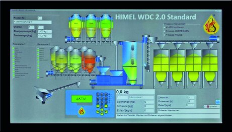 HIMEL Visualisierung einer Mahl- & Mischanlage auf einem Android-Tablet