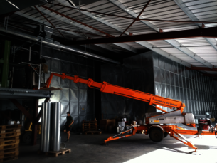 Assembly of a grain plant with rectangular storage silo
