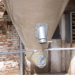 HIMEL GFK Silo Auslauf mit Schieber Ø 150 für GFK-Silotrichter seitlich