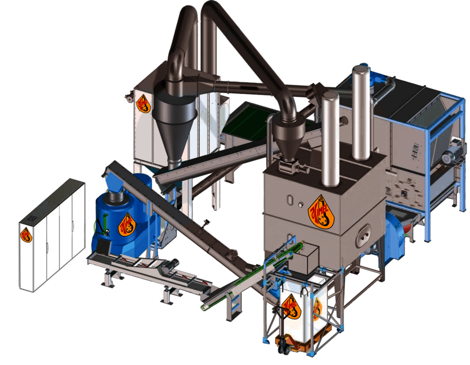 HIMEL Unité fixe de pelletisation de paille et de luzerne, adaptée aux balles rondes ou cubiques