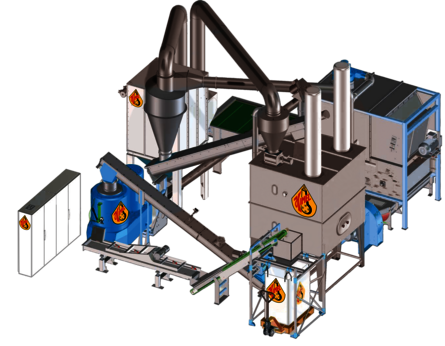 HIMEL stationäre Pelletierungsanlage für Stroh und Luzerne, geeignet für Rundballen oder Quaderballen