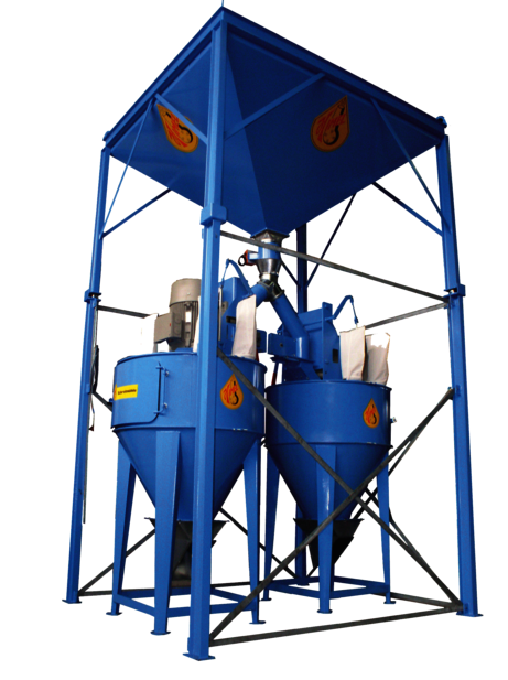 2 Hochleistung Schrotmühlen HS 500 im Parallelbetrieb mit Vorratsbehälter